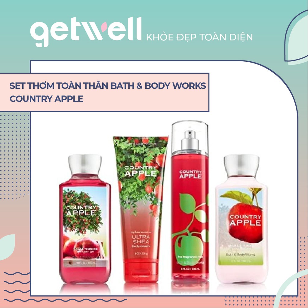 COUNTRY APPLE | Bộ sản phẩm Gel Tắm Dưỡng Thể Xịt Thơm Toàn Thân B&amp;BW