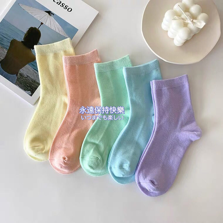 Vớ mỏng màu kẹo ngọt thời trang mùa hè phong cách Ins kiểu Hàn Nhật dành cho nữ sinh