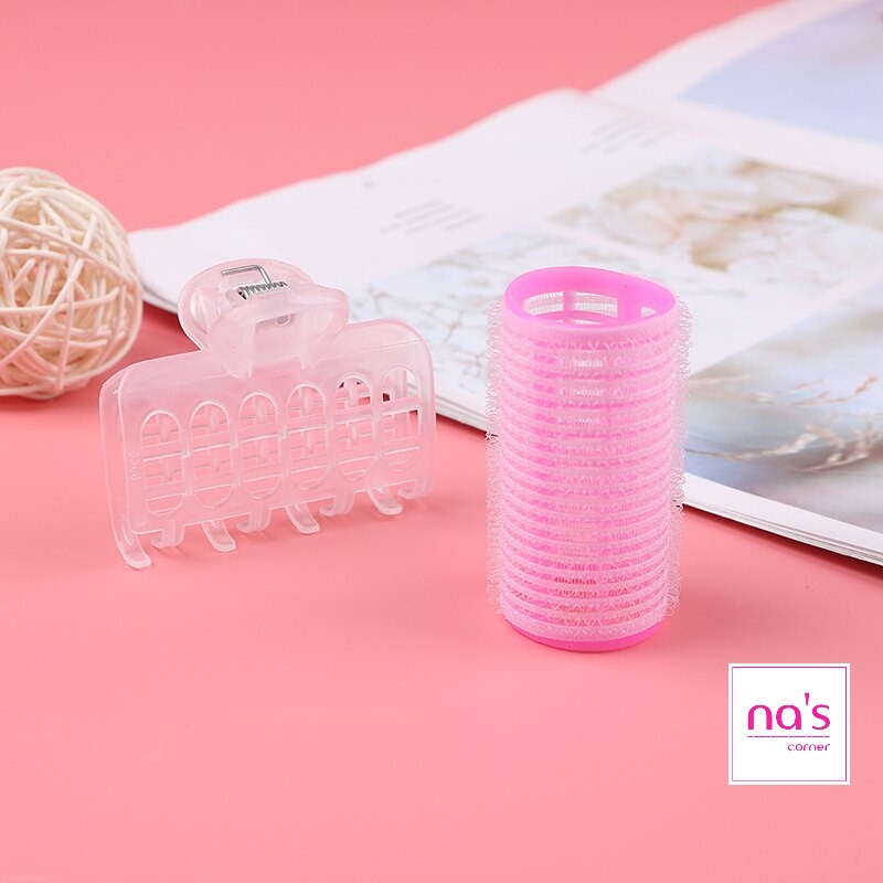 Bộ 3 lô quấn tóc tự dính kèm kẹp giữ cố định tiện dụng cuốn tóc cụp tóc xoăn mái phồng mái 2.5cm 3cm