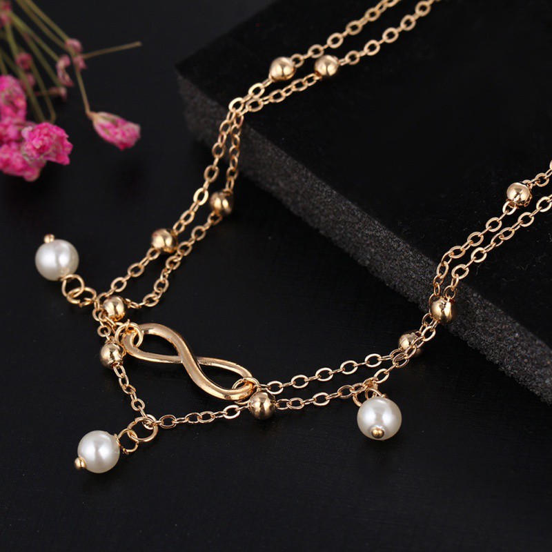 [Baywellfashion]Lắc chân màu bạc đính ngọc trai phong cách Bohemian | BigBuy360 - bigbuy360.vn