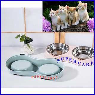 Bát Đôi Cong Lòng Inox Hồ Lô Chó Mèo