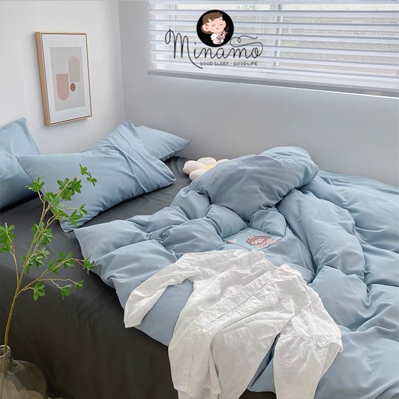 Bộ vỏ chăn ga gối Cotton Đũi Phối Minamo nhiều mẫu đẹp, siêu mềm mịn, chất liệu kháng khuẩn bảo vệ da - B09