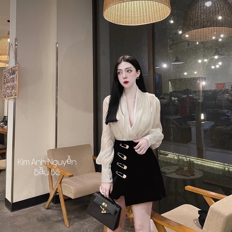 SET ÁO SƠ MI CHÂN VÁY NHUNG