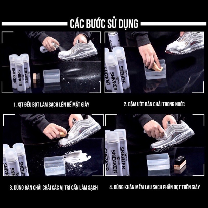 Chai xịt bọt tuyết làm sạch tẩy ố vàng giày Sneaker Hando 300ml