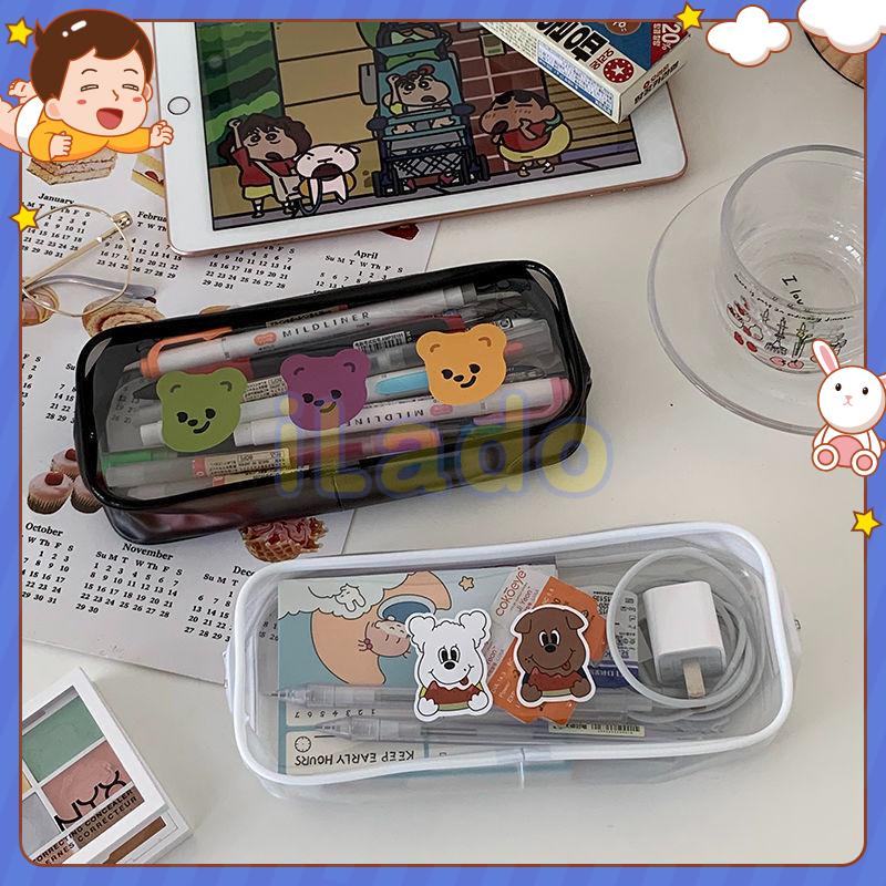 ⭐ iLado ⭐  Túi đựng bút trong suốt cute túi nilong/PVC cute stickers chủ đề nhân vật túi zip nhỏ hộp vải đựng đồ Hộp đựng hộp bút hologram bút cute bọc zip tiểu an văn phòng phẩm Đa Dụng túi đựng đồ dùng cá nhân hình