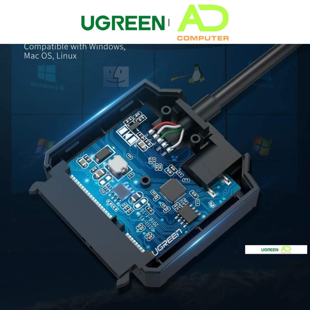 Dây chuyển đổi USB 3.0 sang SATA kèm dây nguồn 12V2A dài 50CM UGREEN CR108 ( 20231 cũ) 20611 20636