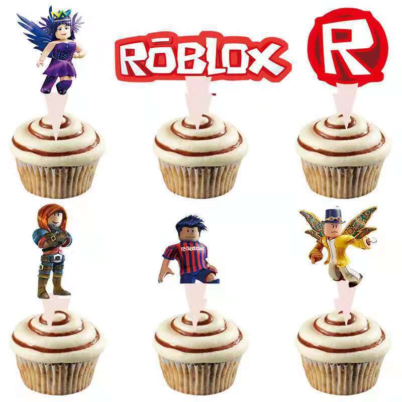 Bộ Bong Bóng Trang Trí Bánh Kem Sinh Nhật Họa Tiết Roblox