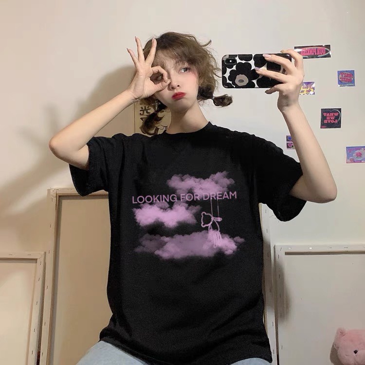 Áo phông form rộng tay lỡ unisex freesize chất liệu cotton mềm mịn AT03
