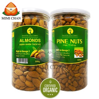 Combo Hạt Thông Mỹ Loại Ngon 500gr, Hạnh Nhân Tách Vỏ Nguyên Vị Mỹ 500gr Giảm Cân, Đẹp Da