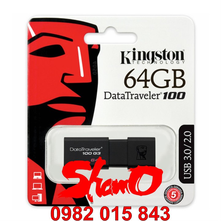 USB 3.0 Kingston 64GB – DataTraveler 100G3 – Chính hãng – Bảo hành 5 năm