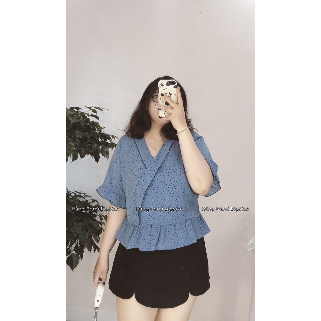 Áo chấm bi viền bèo bigsize (A363)