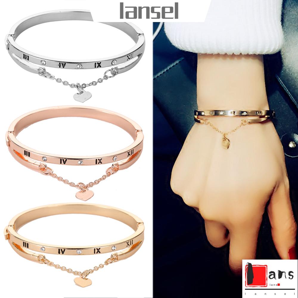 Vòng Đeo Tay Mặt Hình Trái Tim Bằng Thép Không Gỉ Sang Trọng Cho Nữ|Vòng Tay Mạ Bạc Nhiều Màu Thời Trang