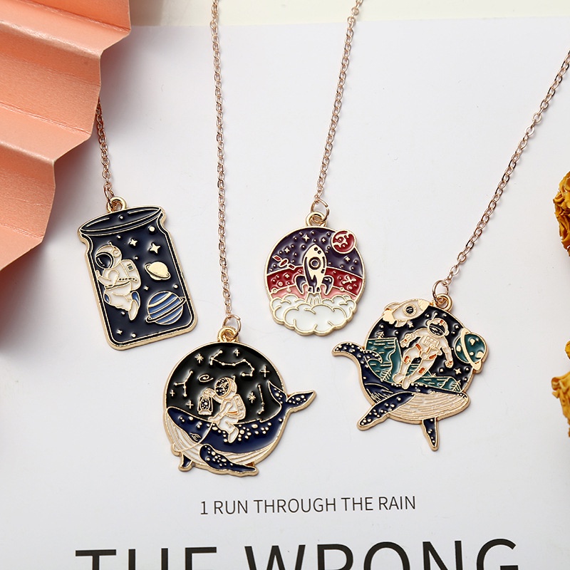 1 Thẻ Đánh Dấu Sách Bằng Hợp Kim Hình Phi Hành Gia Hoạt Hình Sáng Tạo Đa Ứng Dụng Cho Trường Học