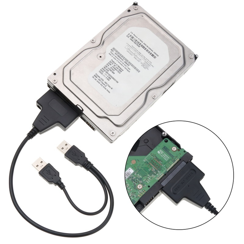 Bộ chuyển đổi bộ chuyển đổi ổ cứng HDD kép USB 2.0 sang Sata 22 Pin 2,5 inch cho đĩa CD DVD ATA nối tiếp với cáp nguồn 