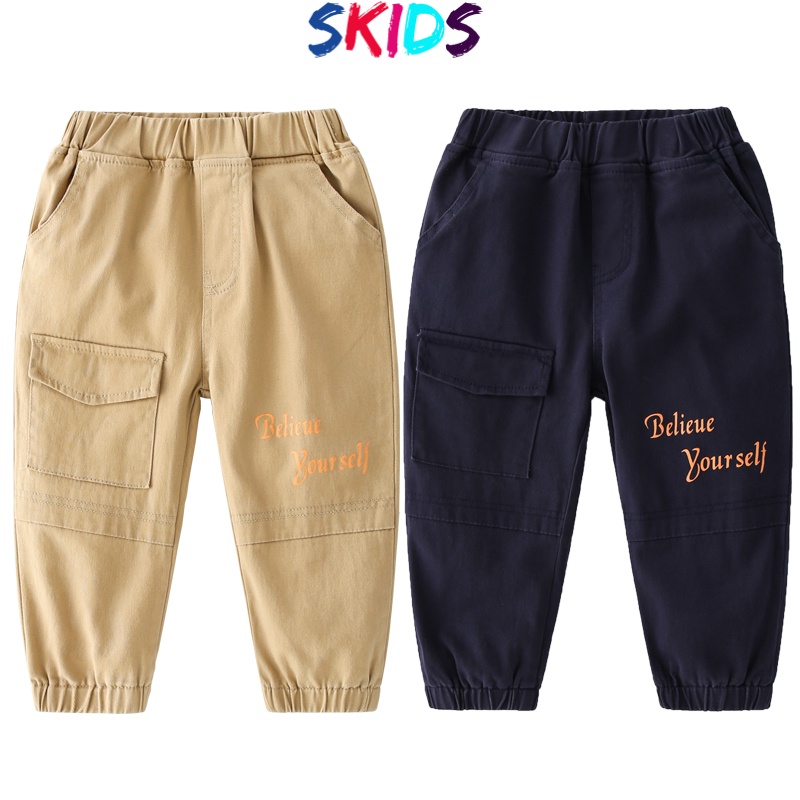 Quần kaki cho bé trai SKIDS quần dài trẻm em jogger 2 đến 8 tuổi