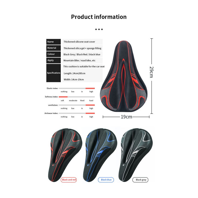 ⚡Còn Hàng⚡Bọc Yên Xe Đạp Miếng Bọt Biển Silicon Đi Xe Đạp Leo Núi Dày Thoáng Khí Thoải Mái Mềm Mại Phụ Kiện Bọc Yên Xe Đạp Phản Quang