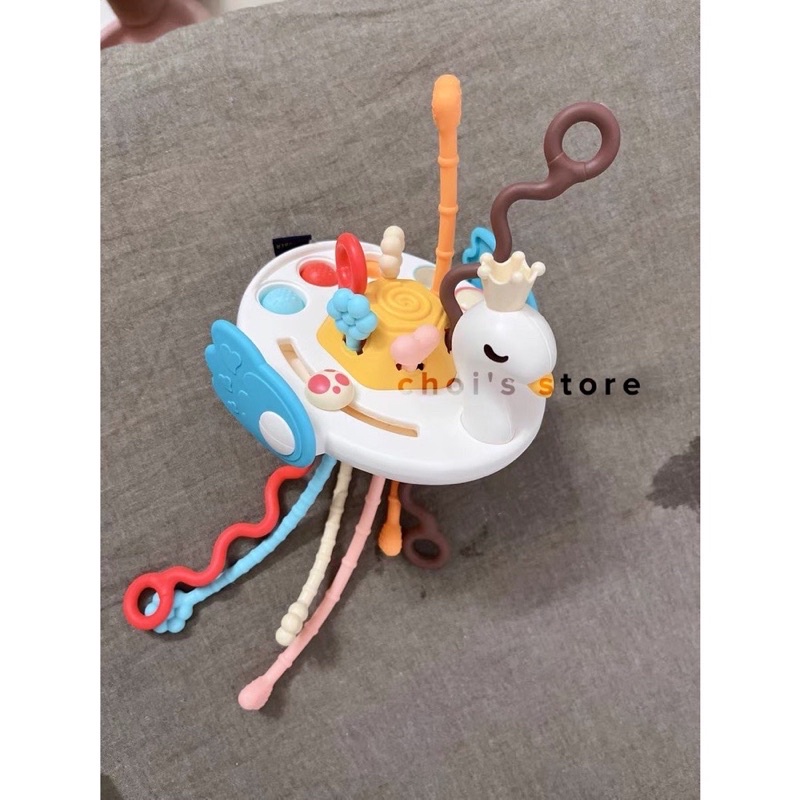 (Mẫu thiên Nga) Đồ chơi rút dây thông minh bằng silicone, rèn kỹ năng cầm, nắm cho bé