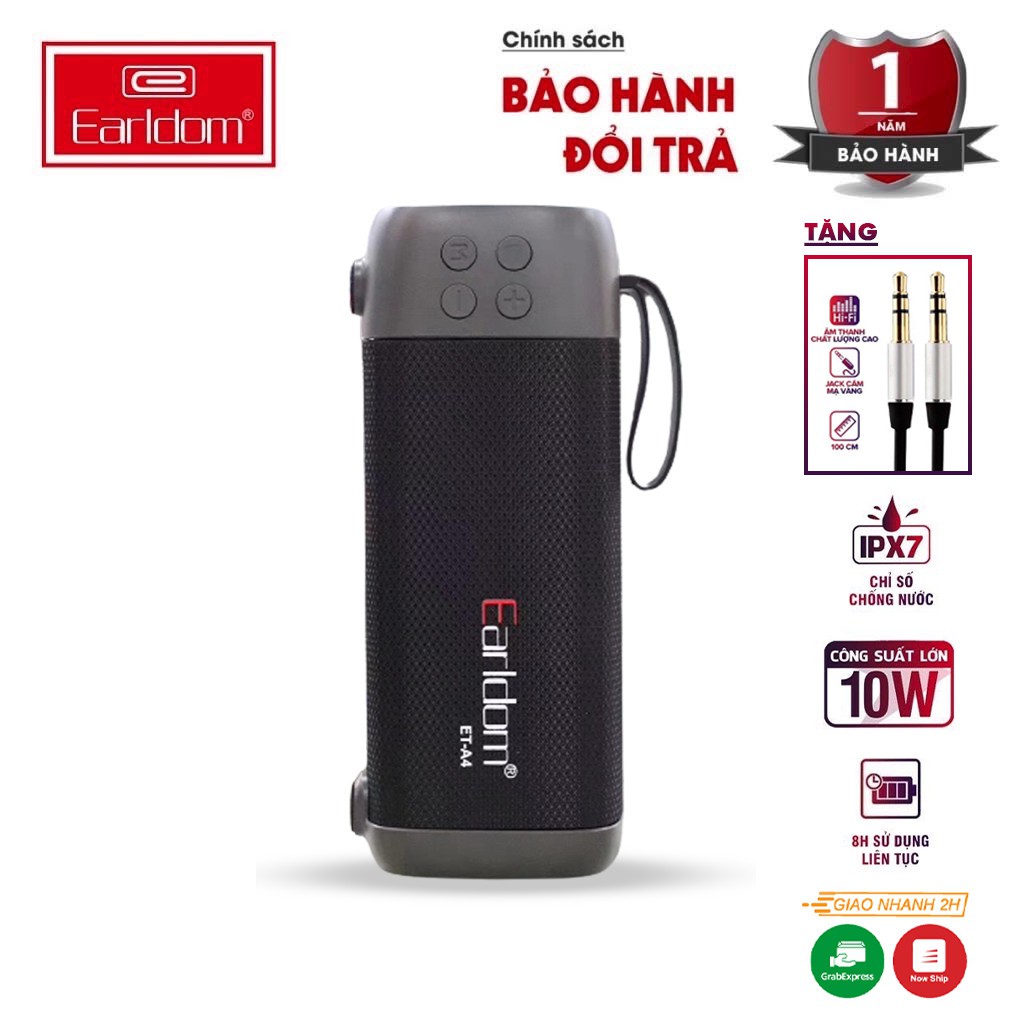 Loa Bluetooth Không Dây Earldom Chính Hãng Vỏ Nhôm Nghe Nhạc Hay Âm Thanh Chất Lượng Hỗ Trợ Cắm Thẻ Nhớ Và Usb