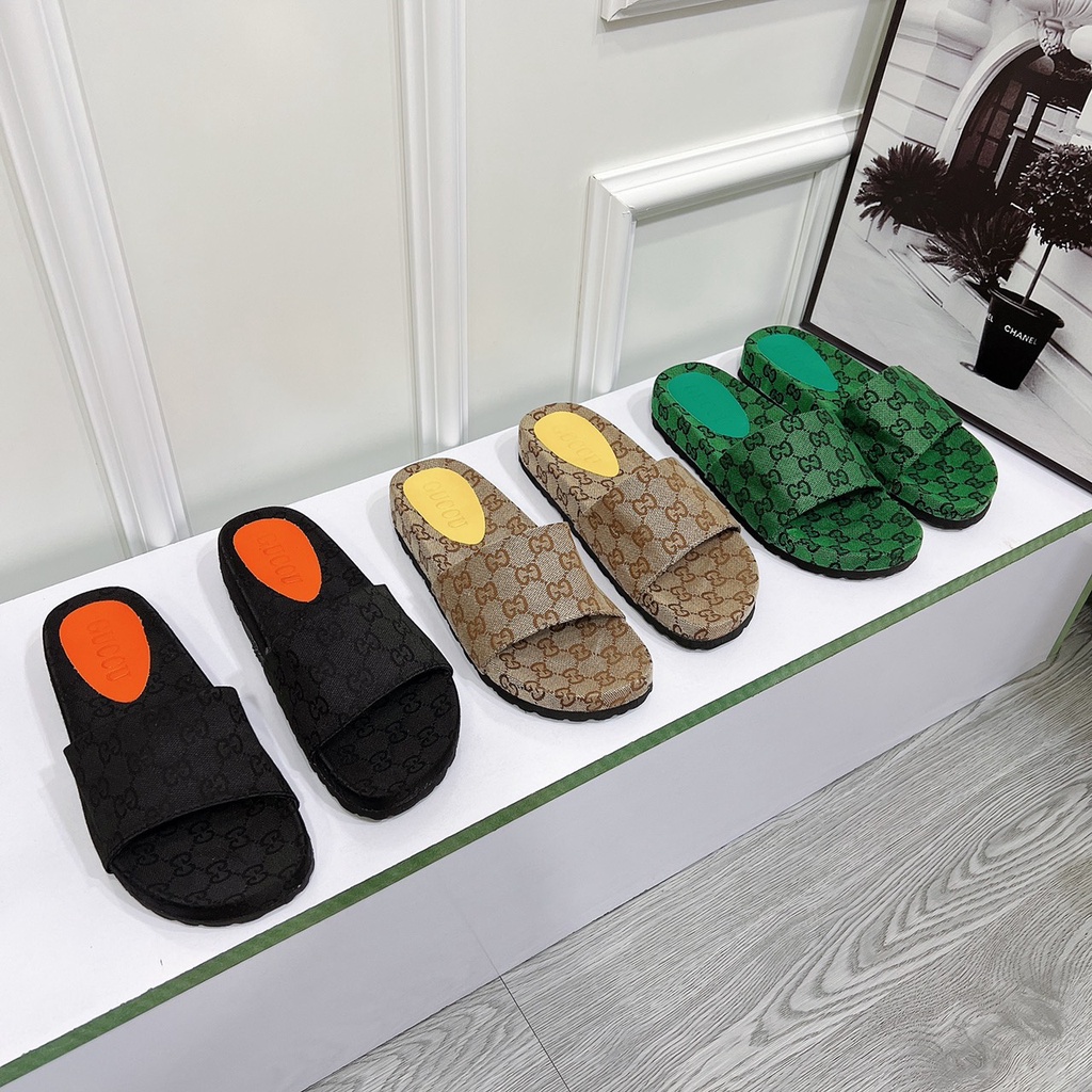 Dép quai ngang phối hoạ tiết đế lõm bọc chất Canvas cao cấp kiểu dáng trẻ trung năng động kèm ảnh thật Dép nữ đi chơi