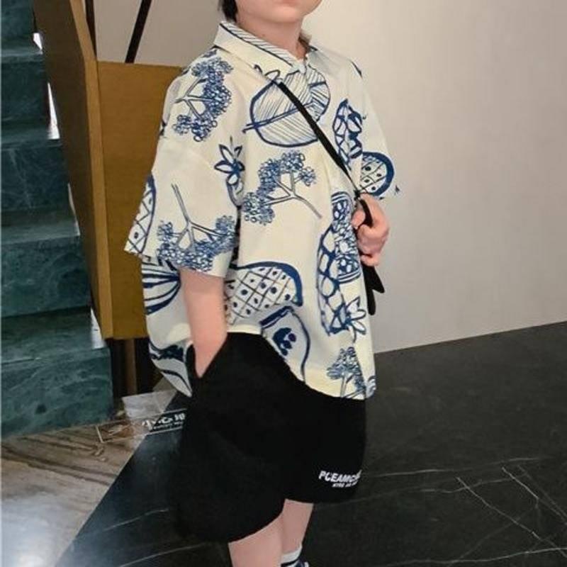 Áo sơ mi mỏng ngắn tay phong cách Hàn Quốc thời trang hè cho bé trai