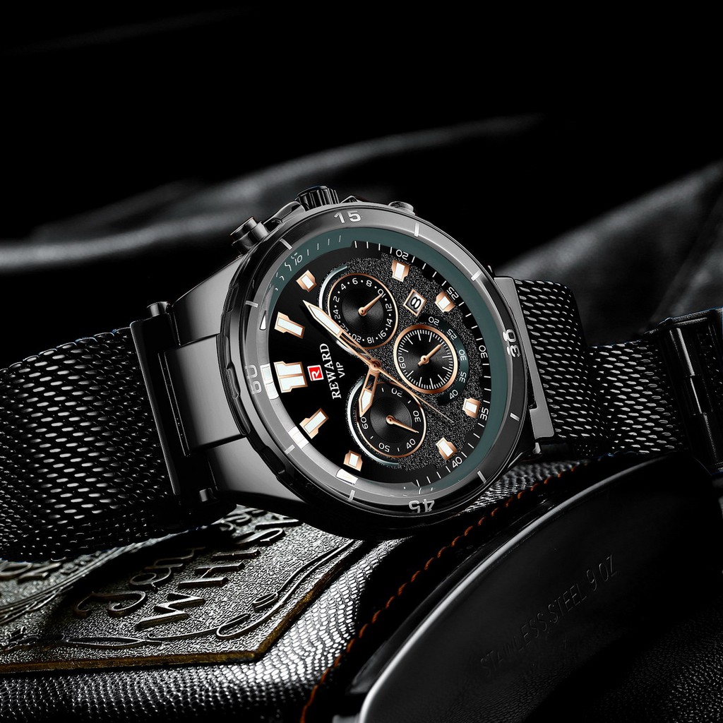 Đồng Hồ Đeo Tay Thể Thao Chronograph Mặt Thép Toàn Diện Phát Quang Phong Cách Doanh Nhân Cho Nam