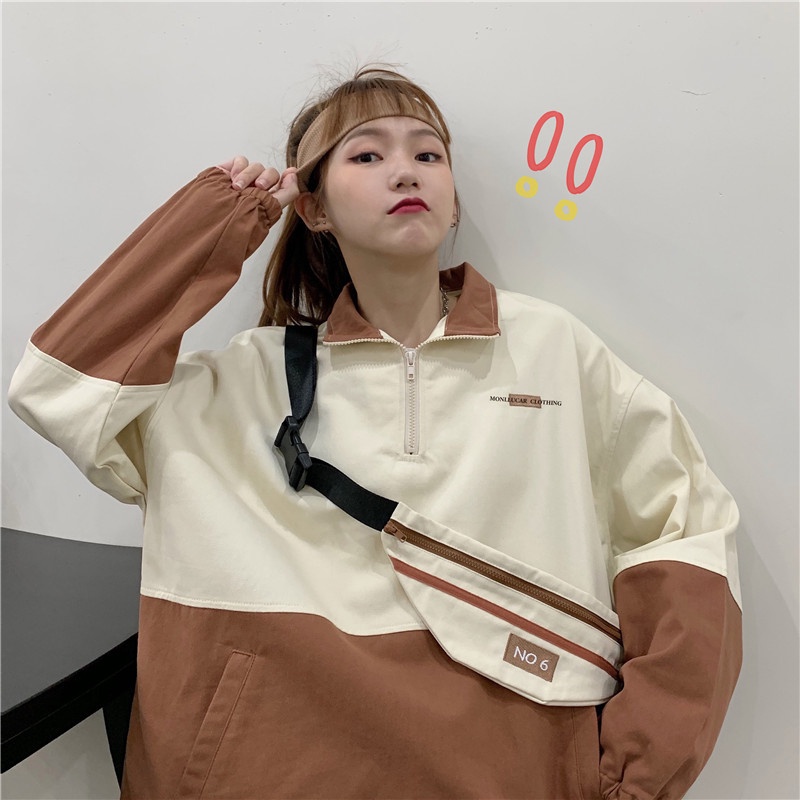 【ZHELIHANGFEI】Áo Thun POLO Tay Dài Dáng Rộng Bằng Cotton Nguyên Chất Phong Cách Preppy