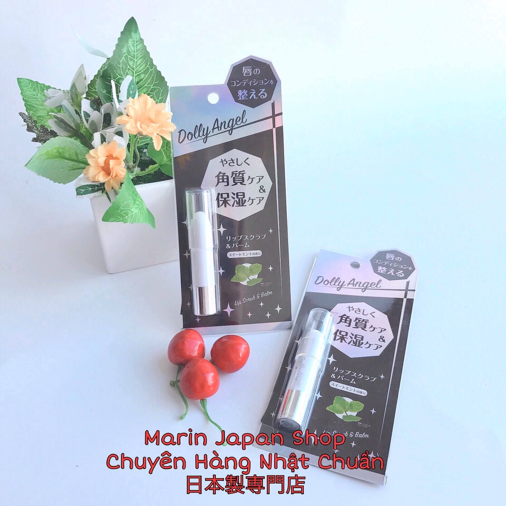 (SALE) Tẩy da chết tế bào chết hương bạc hà Lip Scrub &amp; blam Dolly Angel Nhật Bản