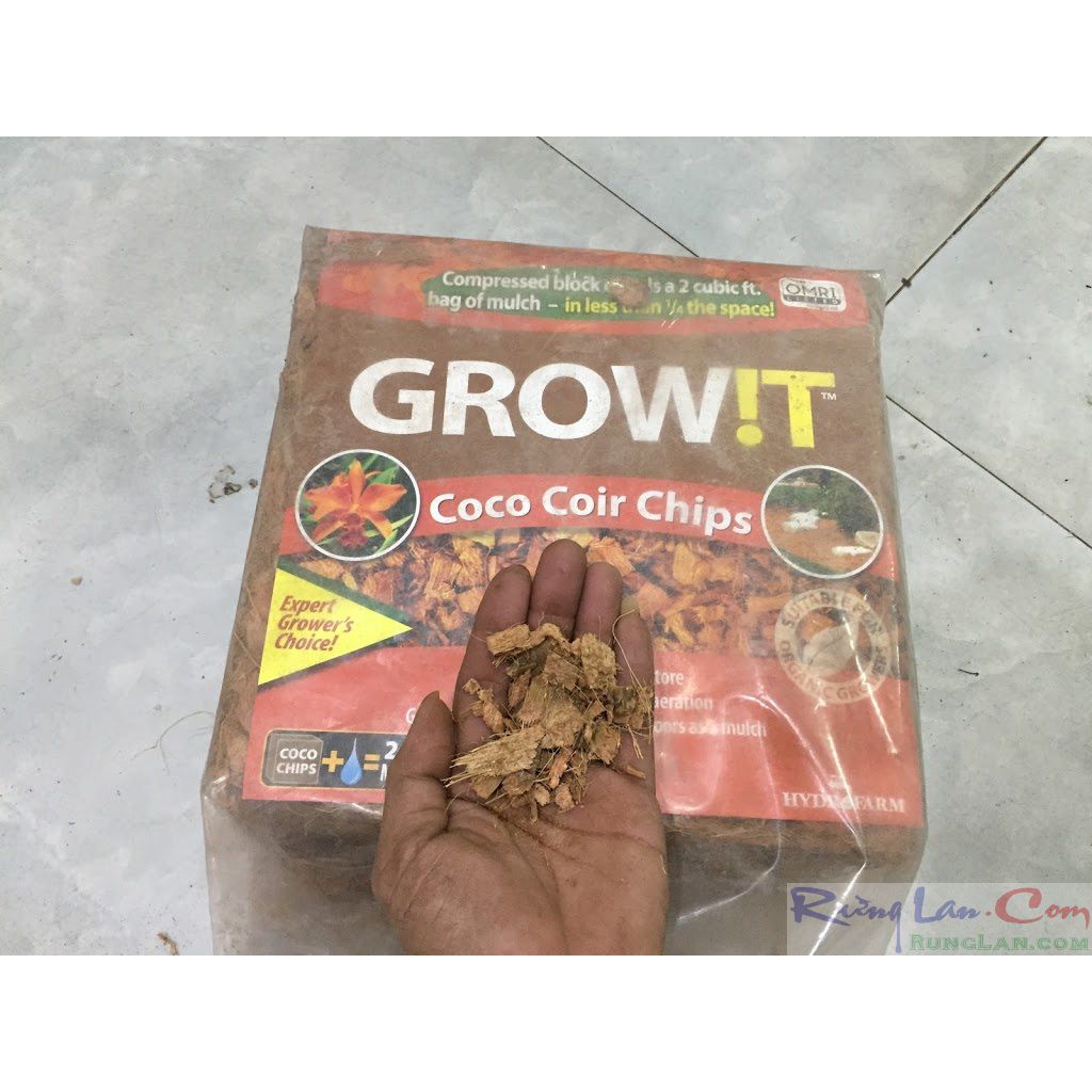 GROW!T coco coir chips dừa cắt lát nhỏ đã xử lý. (cục=4,5kg=115k