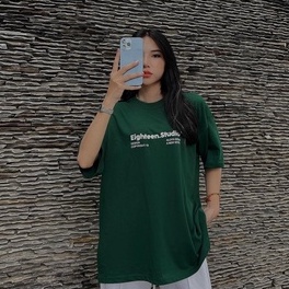 Áo Thun Tay Lỡ EIGHTEEN.STUDIO Áo Thun Xanh Lá , Áo Thun Form rộng Nam Nữ  Ulzzang Unisex MH1986 , 3192