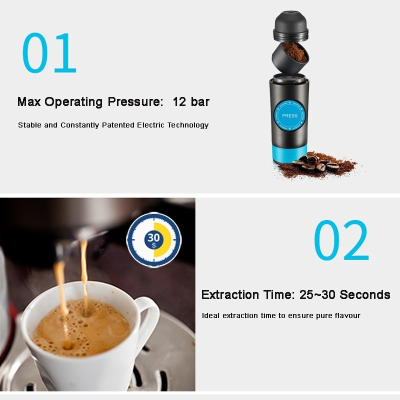 [BioloMix Brand] Máy pha cà phê di động 2 trong 1 Capsule & Ground Mini Espresso Chiết xuất nóng và lạnh