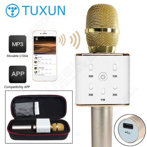 Micro karaoke tích hợp Loa Bluetooth Q7 (Vàng)