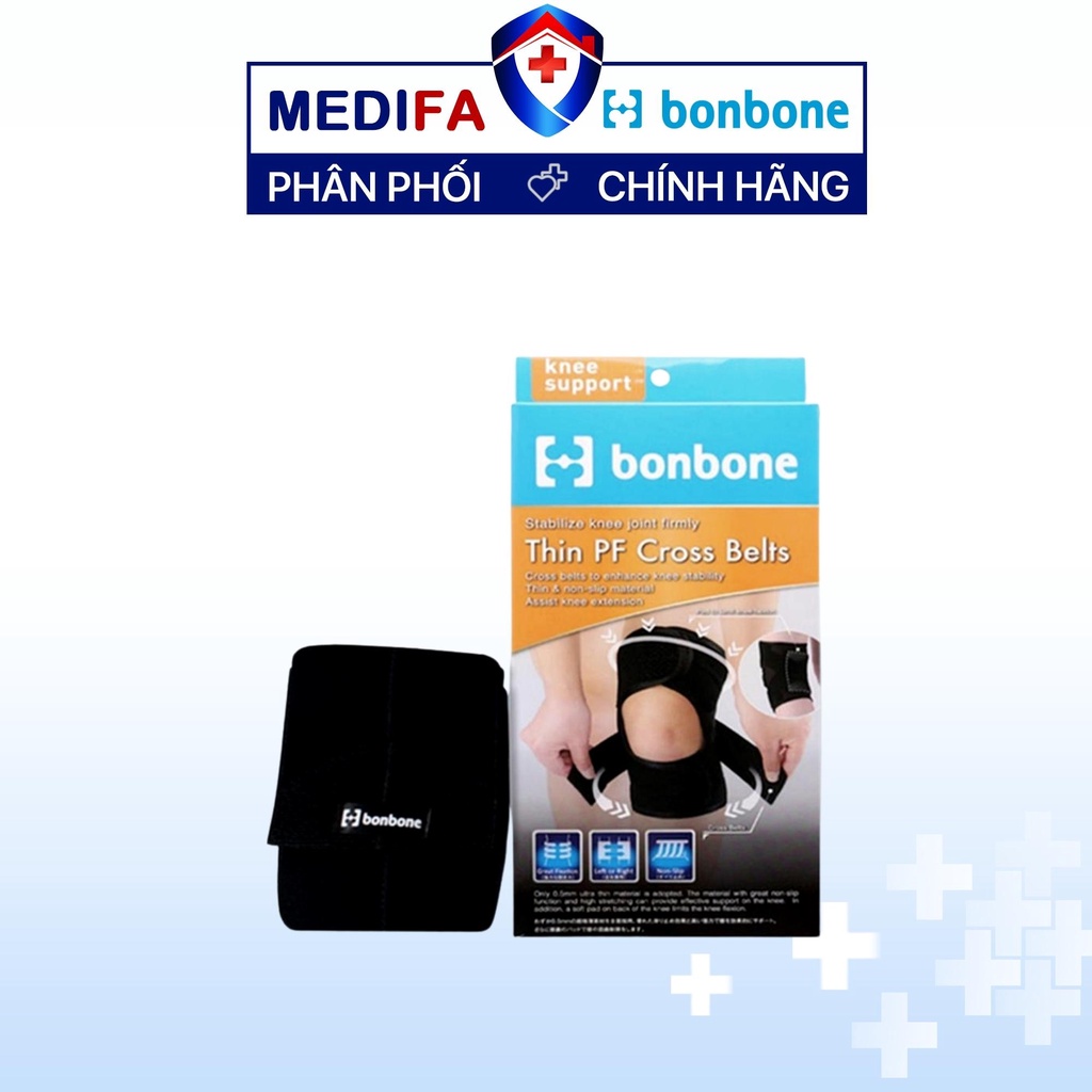 Đai bảo vệ đầu gối Bonbone Thin PF Cross Belt cố định 2 lớp ngăn ngừa tình trạng gập đầu gối | Medifa