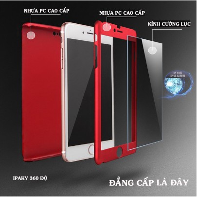 Ốp Lưng Ipaky Trơn Hai Mặt Kèm Kính Cho Iphone 6 => Iphone 8 Plus