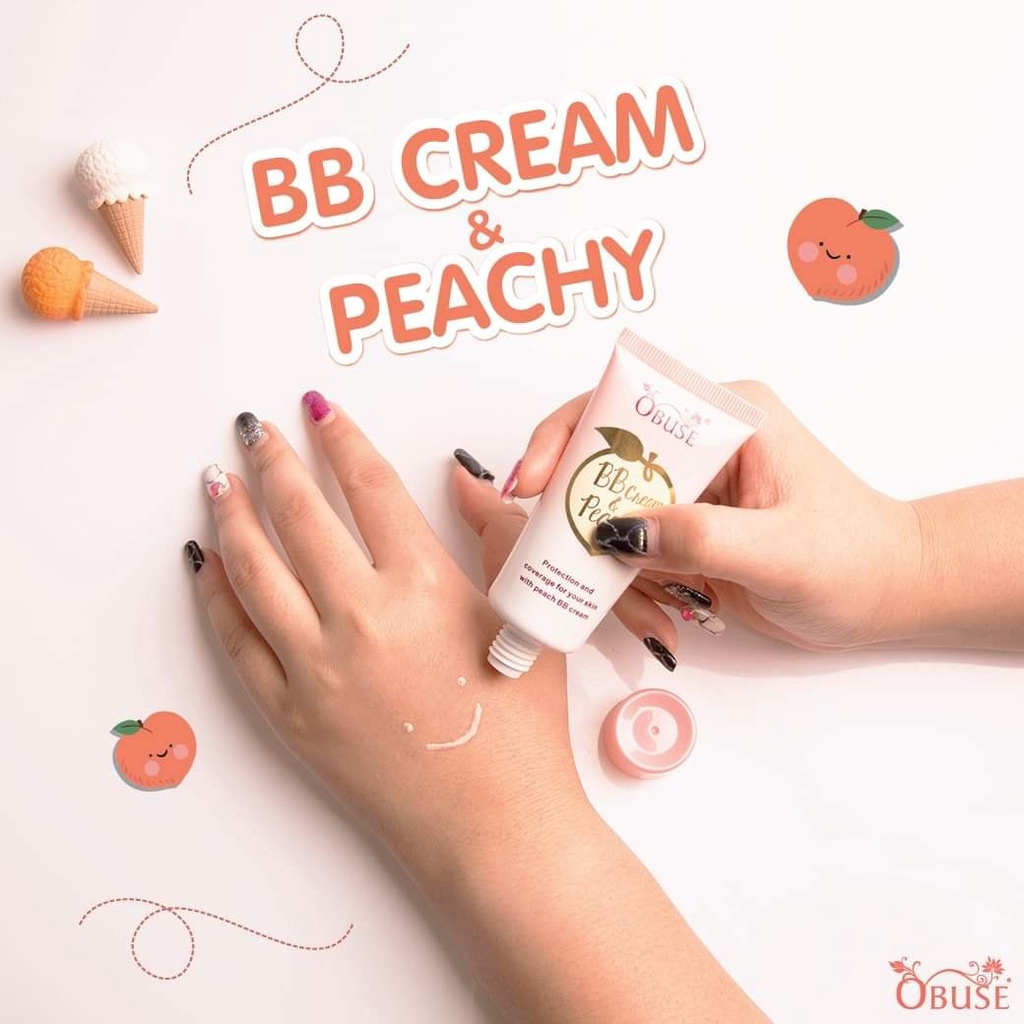 01 Tuýp Kem Nền Che Khyết Điểm HƯƠNG ĐÀO BB Cream &amp; Peachy OBuse Thái Lan 30gram
