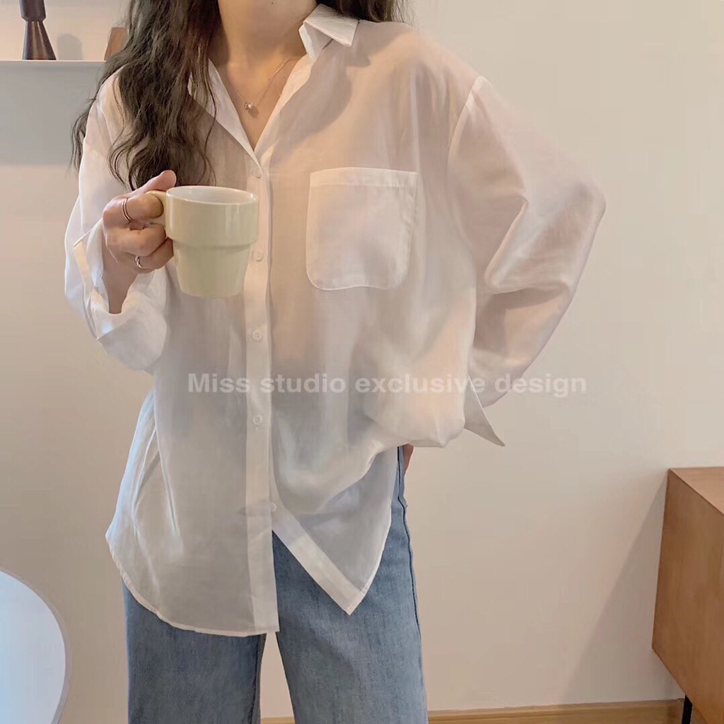 Áo sơ mi chiffon tay dài nhiều màu tùy chọn thời trang mùa hè cho nữ