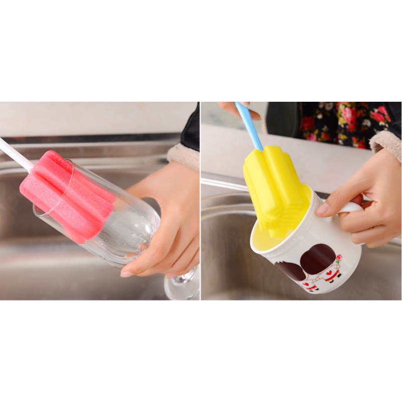 B9 Dụng cụ cọ rửa cốc-chén-bình sữa-Bình uống nước bằng bọt biển tiện lợi