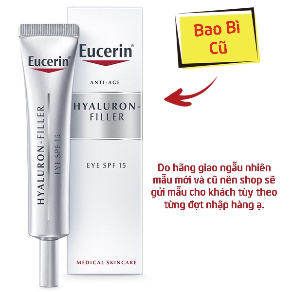 [TEM CTY] [MẪU MỚI] EUCERIN Hyaluron [3X]+ Filler Eye Cream SPF15 15mL - Kem Dưỡng Ngăn Ngừa Lão Hóa Vùng Mắt.