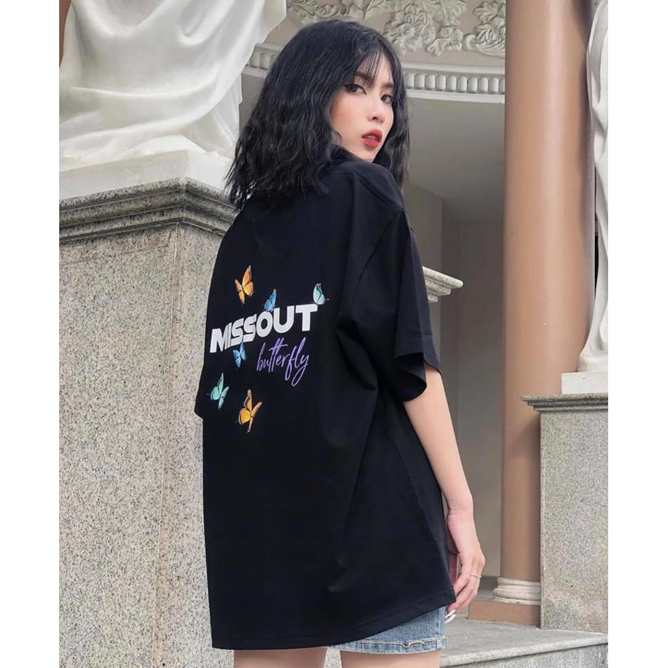 Áo Thun Tay Lỡ MISSOU BUTTERFLY Màu Đen Màu Trắng Unisex Form Rộng