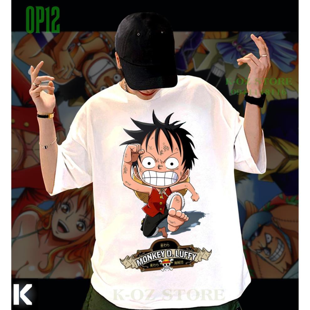 áo thun one piece OP12  OVERSIZE UNISEX (2 Màu ĐEN-TRẮNG)  Mẫu đẹp