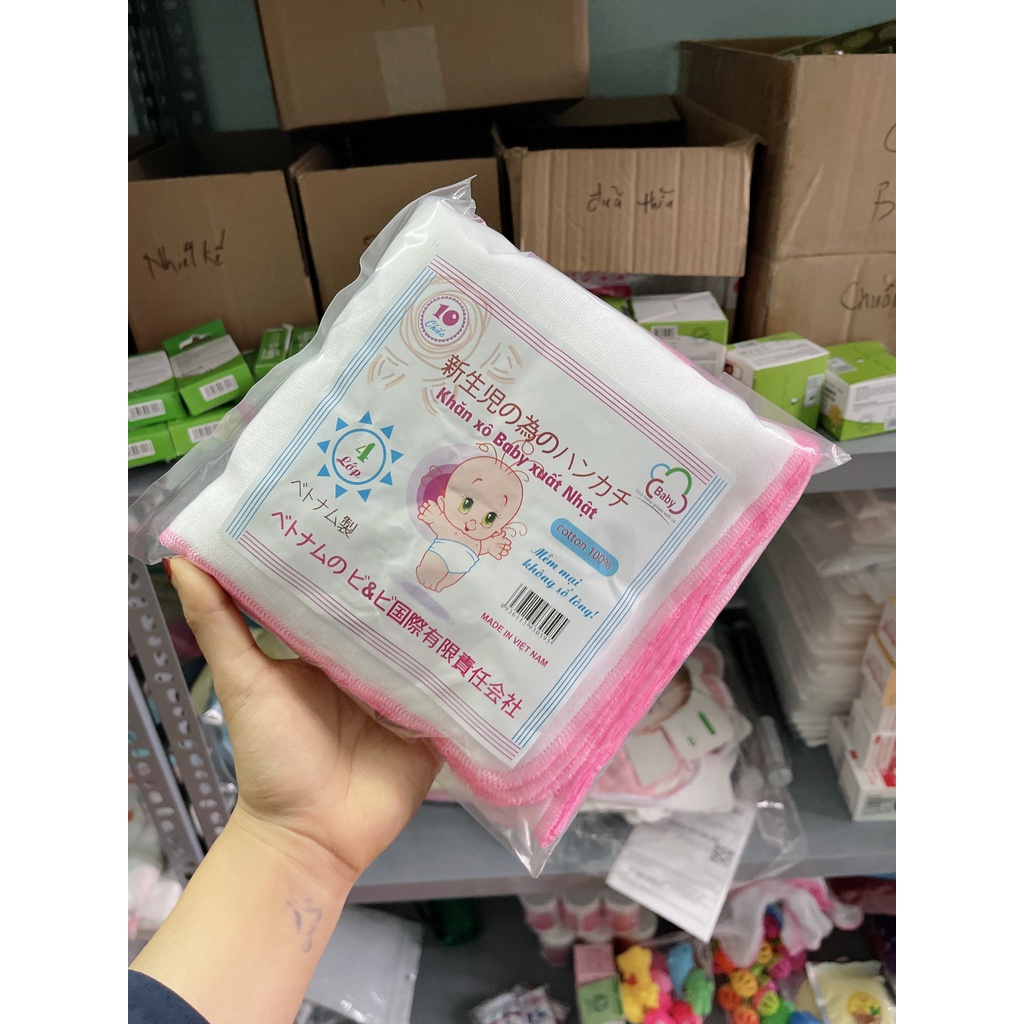 Loại 4 lớp khăn sữa cho trẻ sơ sinh xuất Nhật, khăn xô sữa cho bé siêu thấm, êm ịu với da trẻ