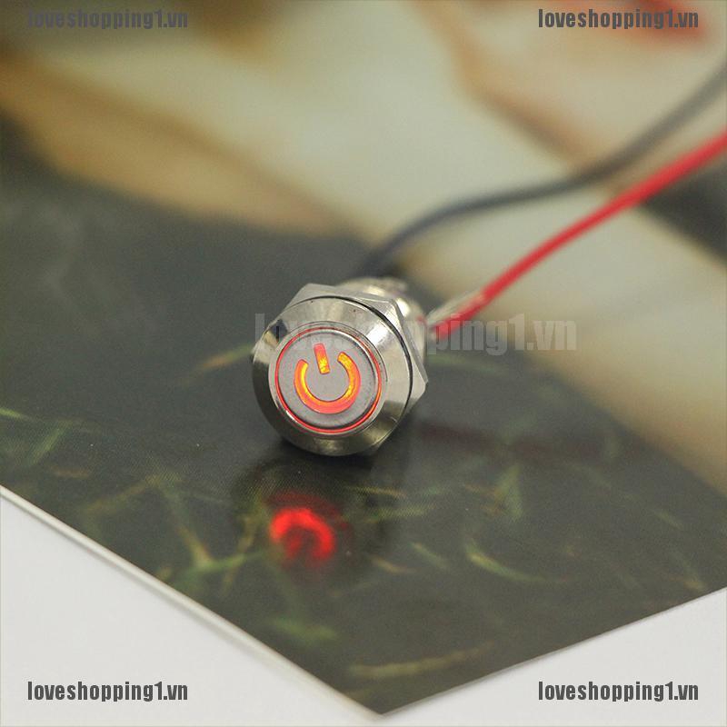 Nút Công Tắc Đèn LED 12mm 12V Bằng Kim Loại Màu Đen