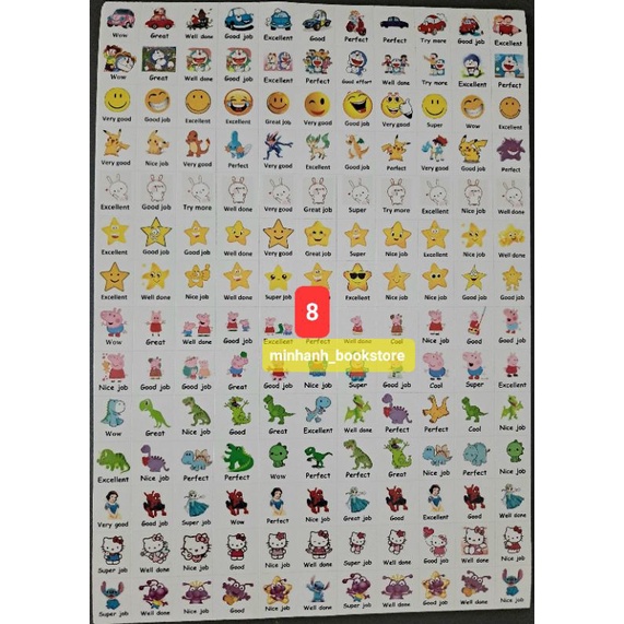Set 15 tấm sticker lời khen Tiếng Anh