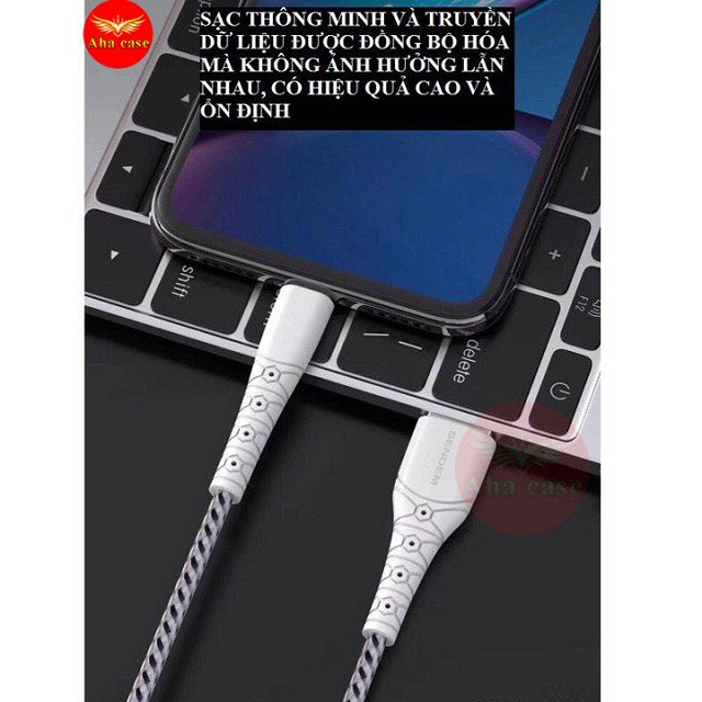 [SẠC NHANH] Cáp sạc chính hãng Sendem M25, chân Lightning iphone, Micro Usb,dây dù chống đứt, hỗ trợ xạc nhanh 3A xịn