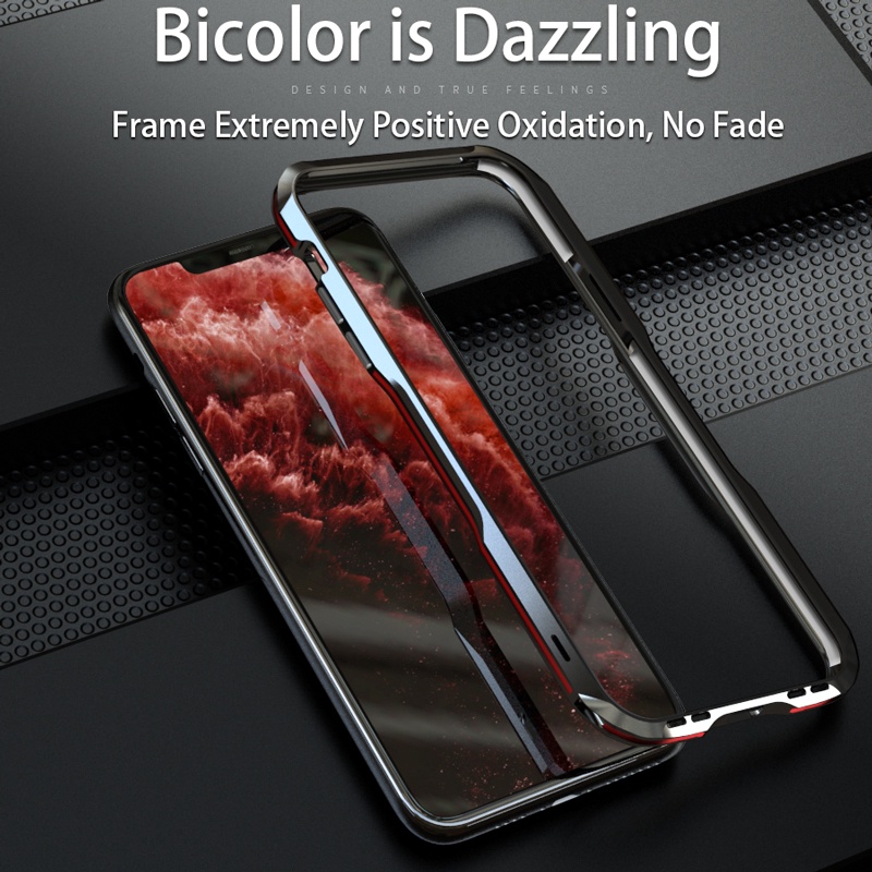 LUPHIE Original Aluminum Metal Bumper Frame compatible for iPhone 11 Pro Max X XS XR 7 8 Plus SE Luxury Case Shockproof Armor irregularly Aluminum Cover