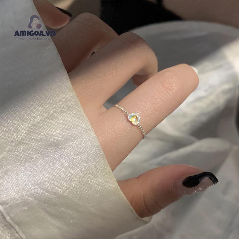 ✨✨Nhẫn mạ bạc đính đá mặt trăng giả thời trang dành cho nữ