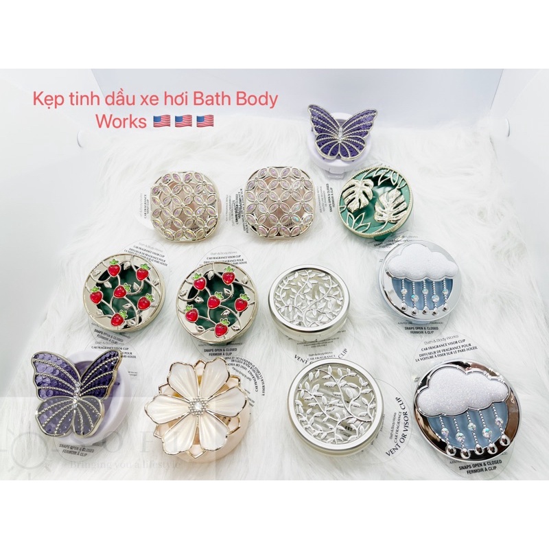 Tinh dầu khử mùi làm thơm xe hơi-Kẹp tinh dầu Bath and Body Works- Car Fragrance/ Vent/clip