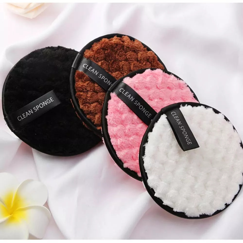 4 Colors Microfiber Multi-function Makeup Remover Pads  Sponge / Reusable Rounds Soft Facial Cleaning Puffs / Double-Side Washable Make Up Removing Cloth / Cleansing Washing Puff Cosmetic Tools