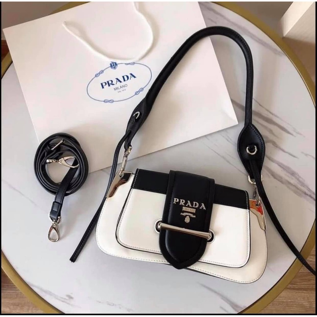 Túi kẹp nách PRA DA  fullbox 🔥CỰC HOT🔥 túi nữ PRA DA TBT thiết kế 2 tông màu chủ đạo trắng-đen dễ phối đồ | BigBuy360 - bigbuy360.vn