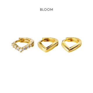 Bông tai huggie đính đá 18k gold plated