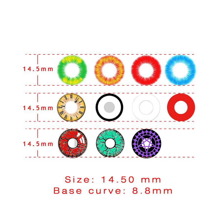 ☎1 pc Safe to Use Cosmetic Contact Lens Fashion for Cosplay Crazy Halloween